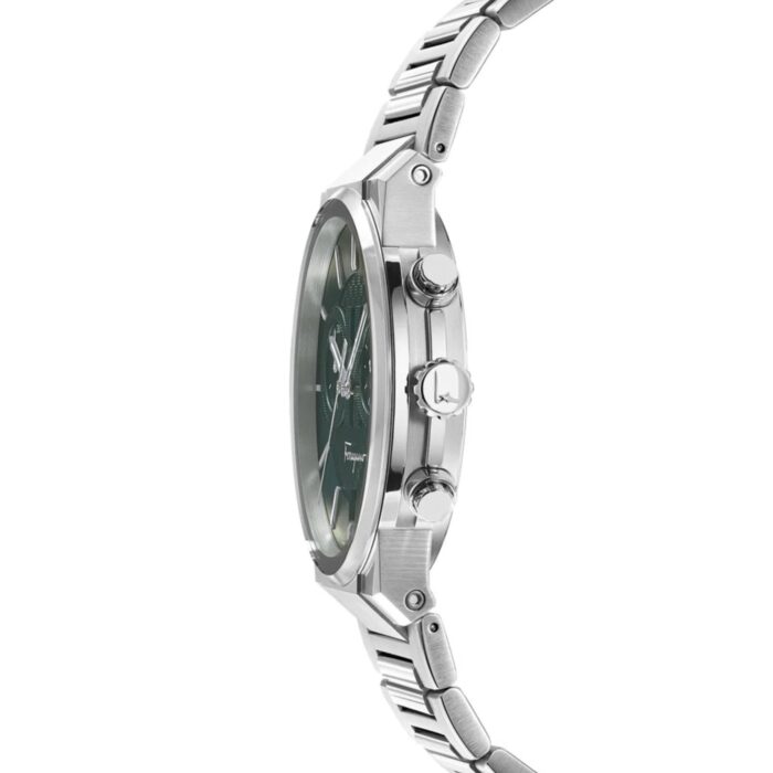 Salvatore Ferragamo Sapphire Chronograph Green Dial Silver Steel Strap Watch for Men - SFME00421 - Image 5