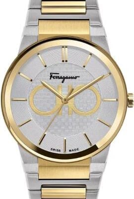 Salvatore Ferragamo Sapphire Silver Dial Two Tone Steel Strap Watch for Men - SFHP00520