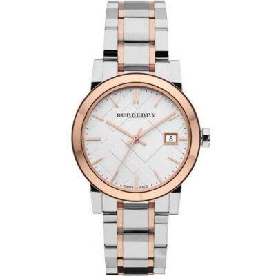 Burberry Ladies Watch Check Stamped Two Tone 34mm - BU9105