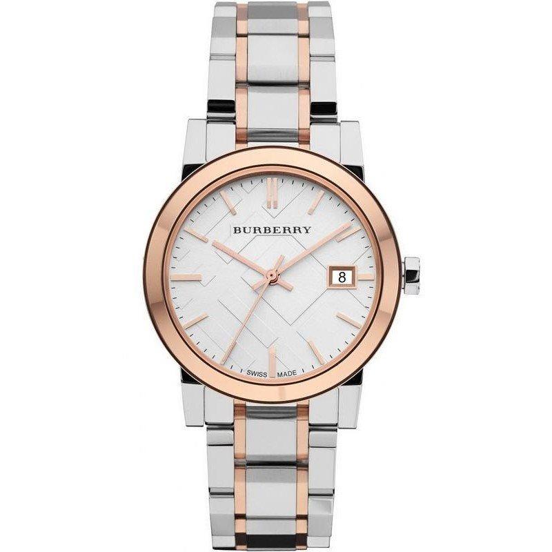 Burberry Ladies Watch Check Stamped Two Tone 34mm - BU9105