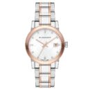 Burberry Ladies Watch Diamond Check Stamped 34mm Two Tone Rose Gold - BU9127