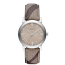 Burberry Ladies Watch The City 34mm Smoke Check Strap - BU9118