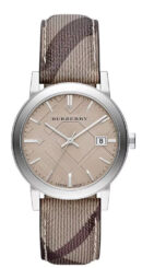 Burberry Ladies Watch The City 34mm Smoke Check Strap - BU9118