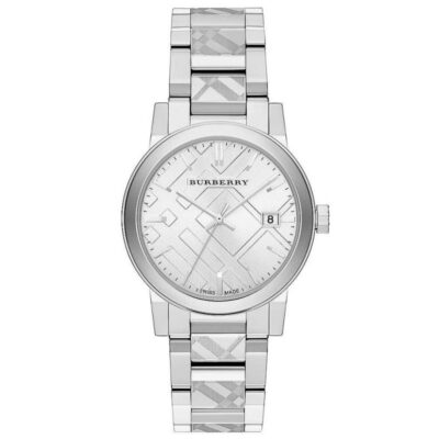 Burberry Unisex Watch The City 38mm Engraved Checked Steel - BU9037