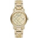 Burberry Unisex Watch The City Engraved 38mm Checked Gold - BU9038