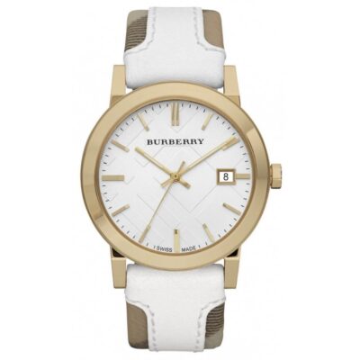 Burberry Watch The City Check Stamped White Gold PVD - BU9015