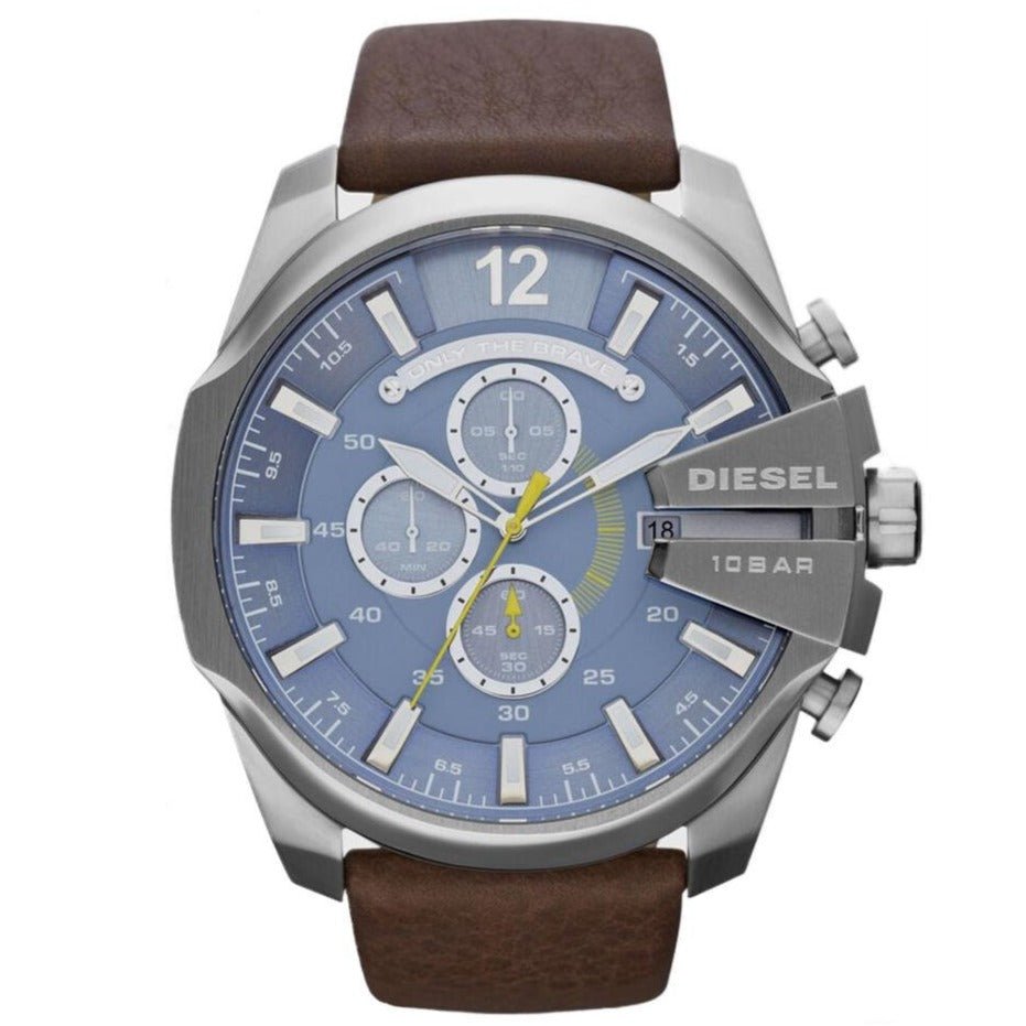 Diesel Men's Chronograph Mega Chief Blue Brown Watch - DZ4281