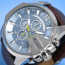 Diesel Men's Chronograph Mega Chief Blue Brown Watch - DZ4281