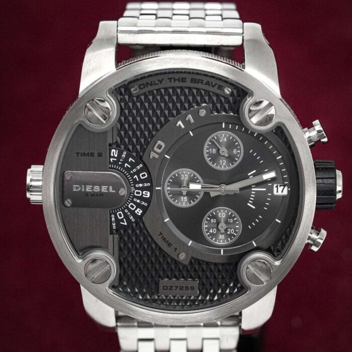 Diesel Men's Chronograph Little Daddy Black Silver Watch - DZ7259 - Image 4