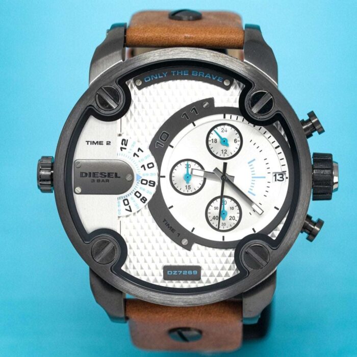 Diesel Men's Chronograph Little Daddy White Brown Watch - DZ7269 - Image 3