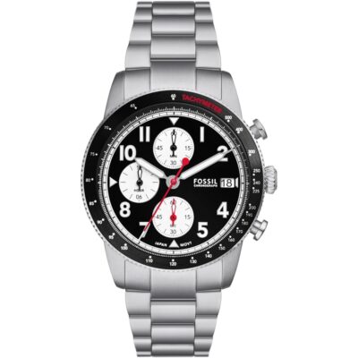 Fossil Sport Tourer Chronograph Stainless Steel Bracelet Black Dial Men's Watch - FS6045