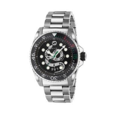 Gucci Dive Men's 45mm Automatic Stainless Steel Watch - Black Dial - YA136218