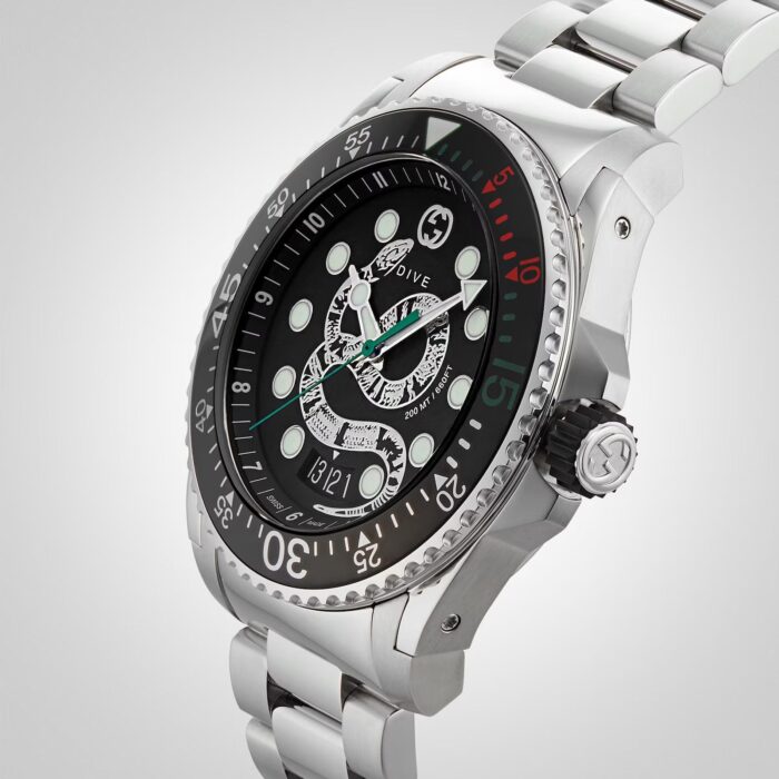 Gucci Dive Men's 45mm Automatic Stainless Steel Watch - Black Dial - YA136218 - Image 2