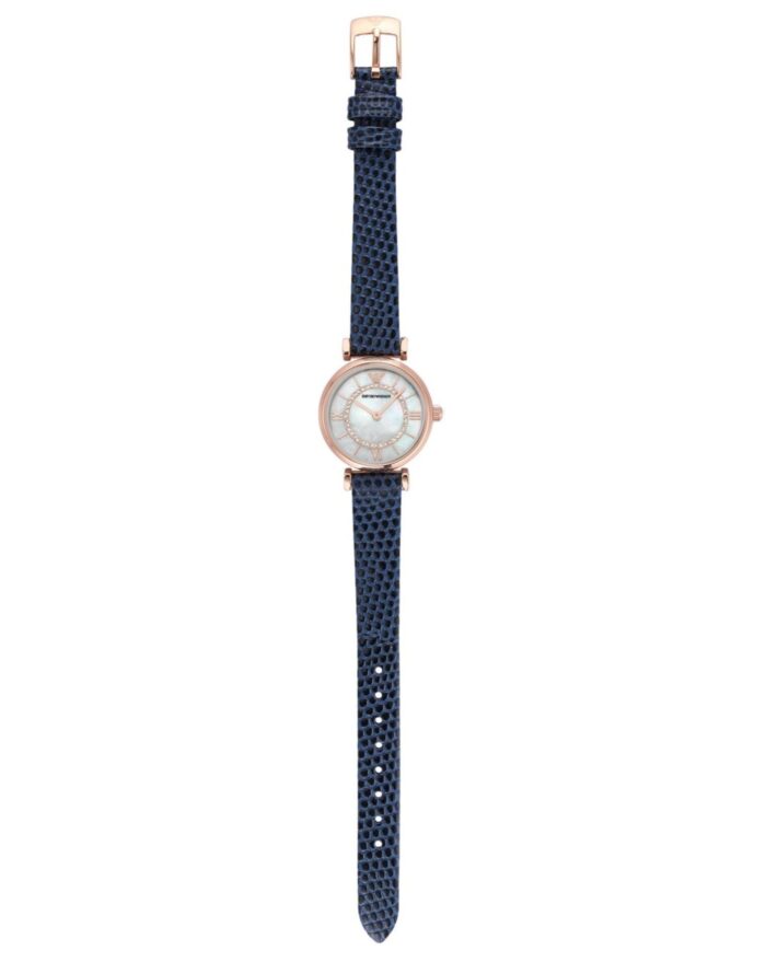 Emporio Armani Gianni T-Bar Analog Mother of Pearl Dial Blue Leather Strap Watch For Women - AR11468 - Image 12