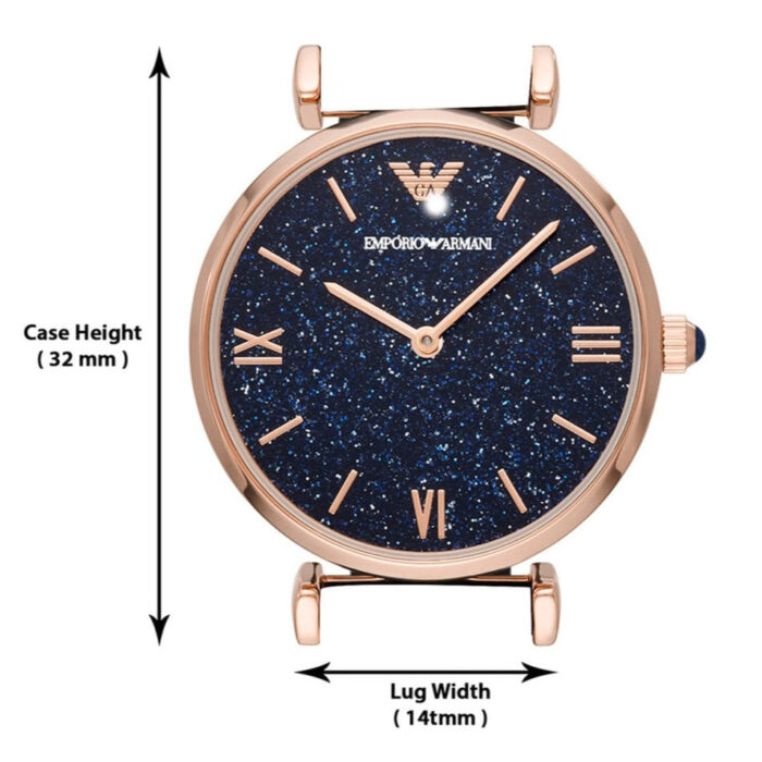 Emporio Armani Gianni T-Bar Quartz Blue Dial Blue Leather Strap Watch for Women - AR11424 - Image 3