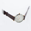 Emporio Armani Gianni T-Bar Quartz Silver Dial Brown Leather Strap Watch For Women - AR11061