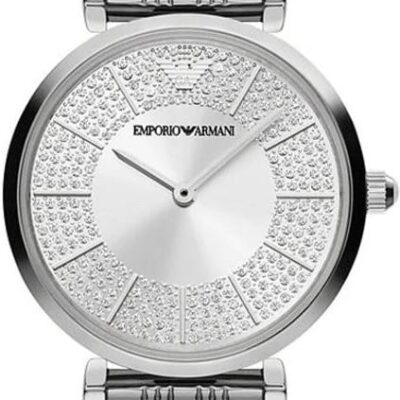 Emporio Armani Gianni T-Bar Quartz Silver Dial Silver Steel Strap Watch For Women - AR11445