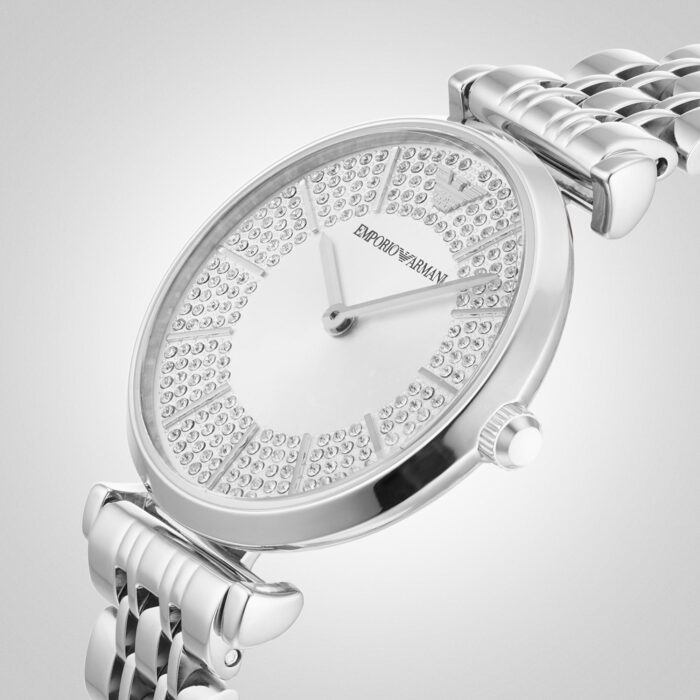 Emporio Armani Gianni T-Bar Quartz Silver Dial Silver Steel Strap Watch For Women - AR11445 - Image 5