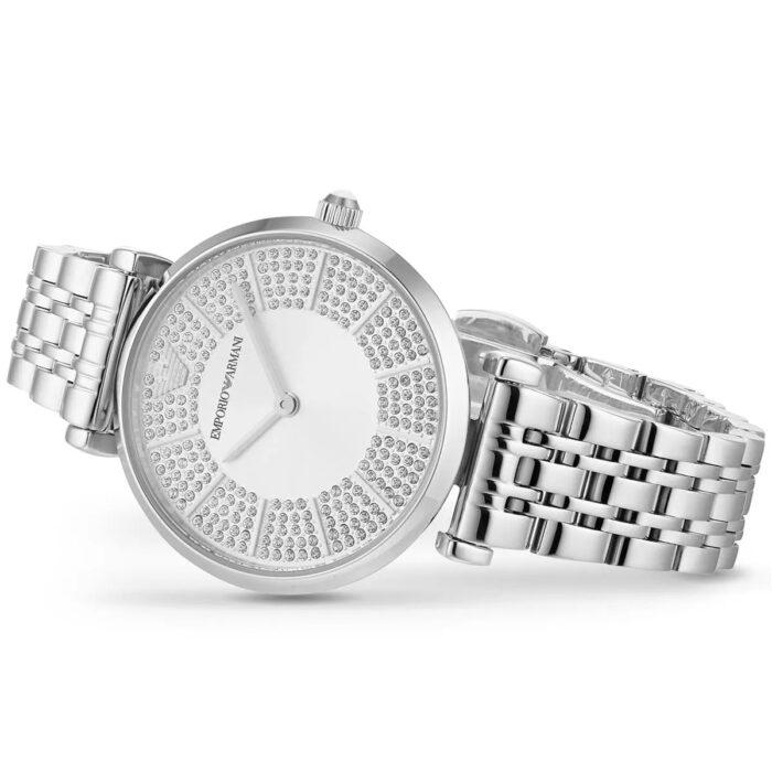 Emporio Armani Gianni T-Bar Quartz Silver Dial Silver Steel Strap Watch For Women - AR11445 - Image 7