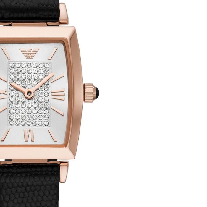 Emporio Armani Gianni T Bar Quartz White Dial Black Leather Strap Watch For Women - AR11408 - Image 3