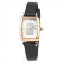 Emporio Armani Gianni T Bar Quartz White Dial Black Leather Strap Watch For Women - AR11408