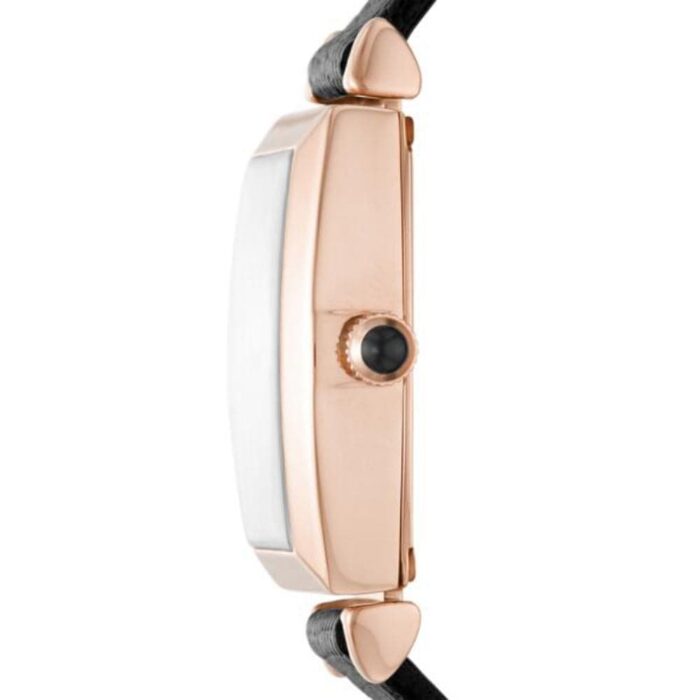 Emporio Armani Gianni T Bar Quartz White Dial Black Leather Strap Watch For Women - AR11408 - Image 8