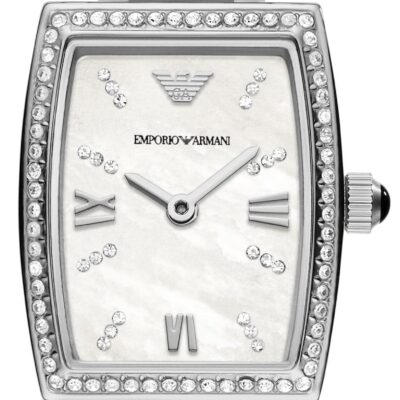 Emporio Armani Gianni T-Bar Quartz White Dial Silver Steel Strap Watch For Women - AR11405