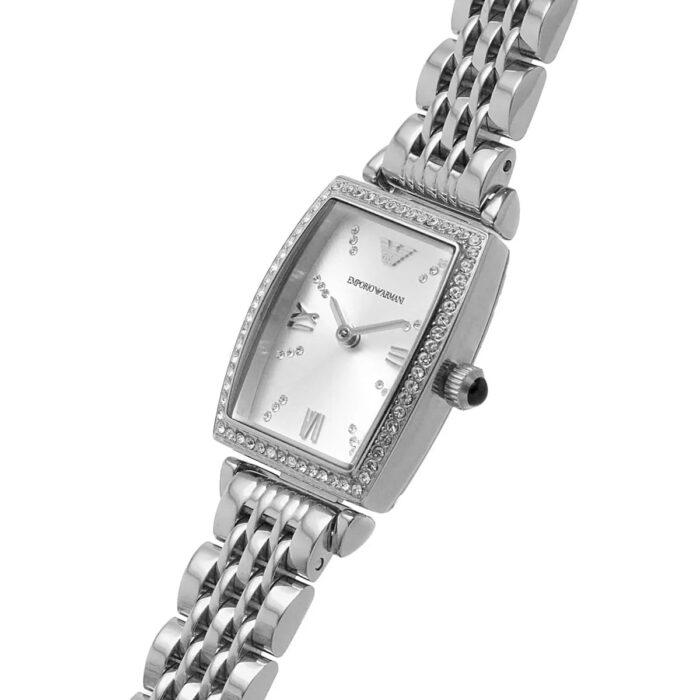 Emporio Armani Gianni T-Bar Quartz White Dial Silver Steel Strap Watch For Women - AR11405 - Image 5