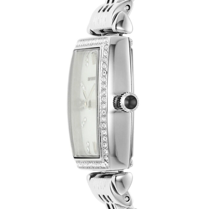 Emporio Armani Gianni T-Bar Quartz White Dial Silver Steel Strap Watch For Women - AR11405 - Image 6