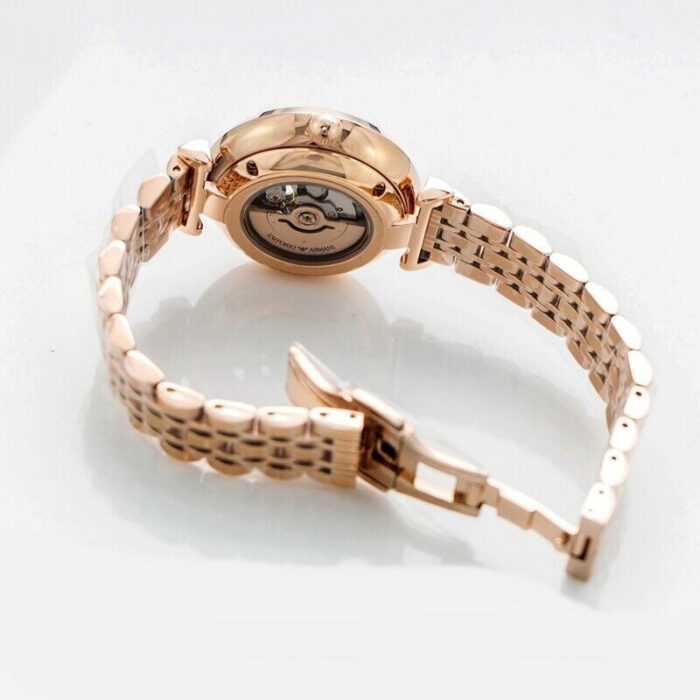 Emporio Armani Gianni T-Bar Silver Dial Rose Gold Steel Strap Watch For Women - AR60023 - Image 4
