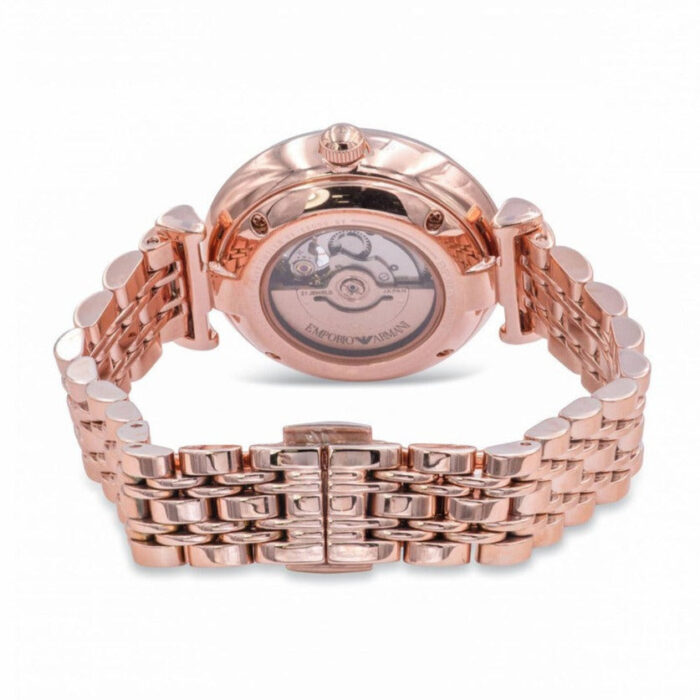Emporio Armani Gianni T-Bar Silver Dial Rose Gold Steel Strap Watch For Women - AR60023 - Image 6