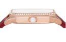 Emporio Armani Gianni T Bar Two-Hand Mother of Pearl Dial Red Leather Strap Watch For Women - AR11467