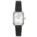 Emporio Armani Gioia Analog Mother of Pearl Dial Black Leather Strap Watch For Women - AR11148
