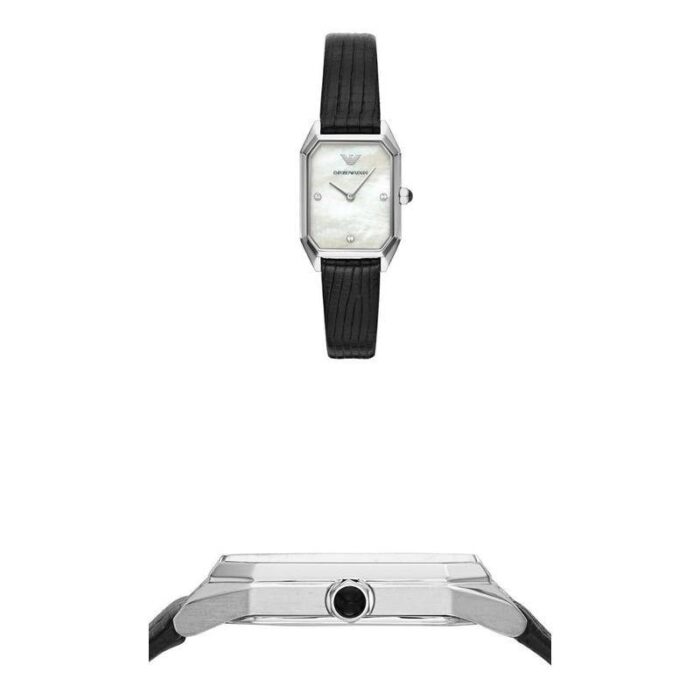 Emporio Armani Gioia Analog Mother of Pearl Dial Black Leather Strap Watch For Women - AR11148 - Image 5