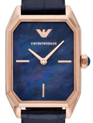 Emporio Armani Gioia Quartz Mother of Pearl Blue Dial Blue Leather Strap Watch For Women - AR11426