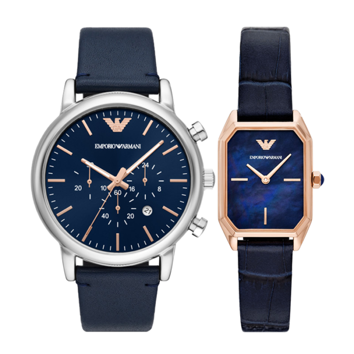 Emporio Armani Gioia Quartz Mother of Pearl Blue Dial Blue Leather Strap Watch For Women - AR11426 - Image 2