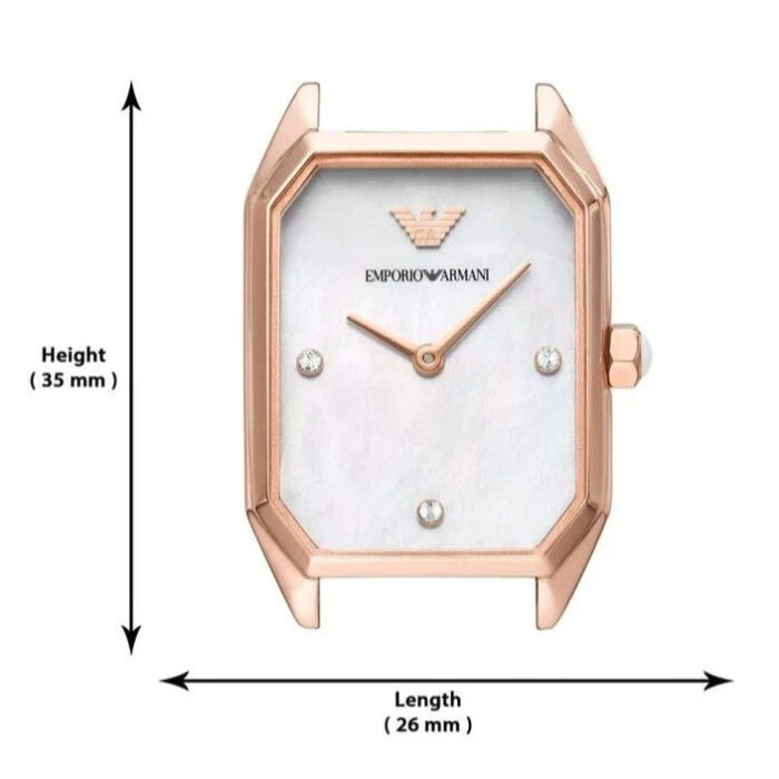 Emporio Armani Gioia Quartz Mother of Pearl Dial Black Leather Strap Watch For Women - AR11390 - Image 5