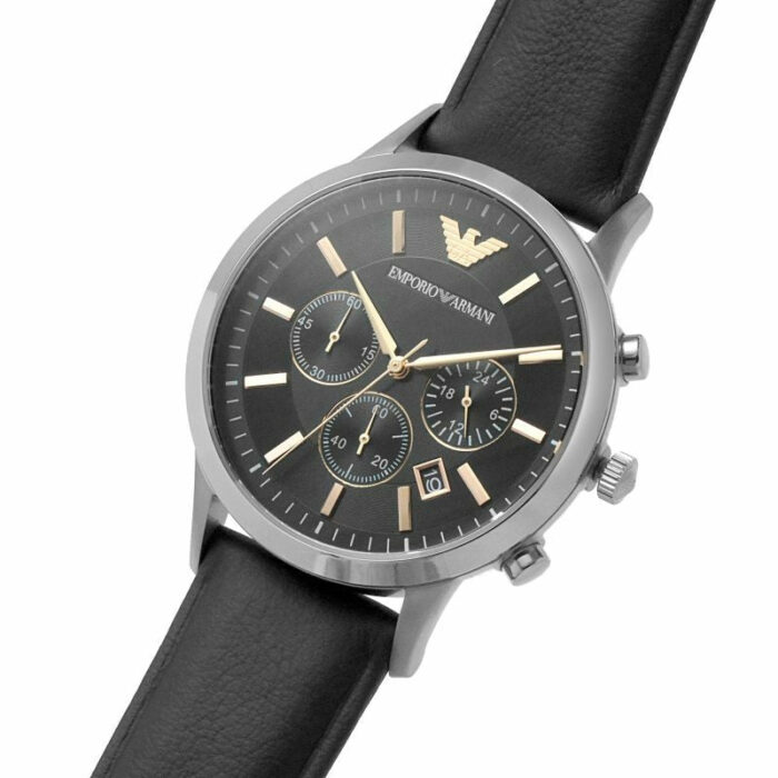 Emporio Armani Giovanni Chronograph Black Dial Black Leather Strap Watch For Men - AR11431 - Image 4