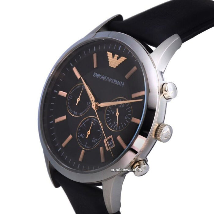 Emporio Armani Giovanni Chronograph Black Dial Black Leather Strap Watch For Men - AR11431 - Image 5