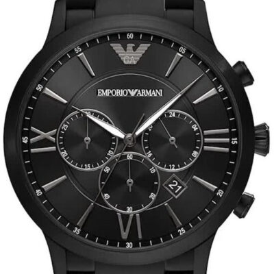Emporio Armani Giovanni Chronograph Black Dial Black Steel Strap Watch For Men - AR11349