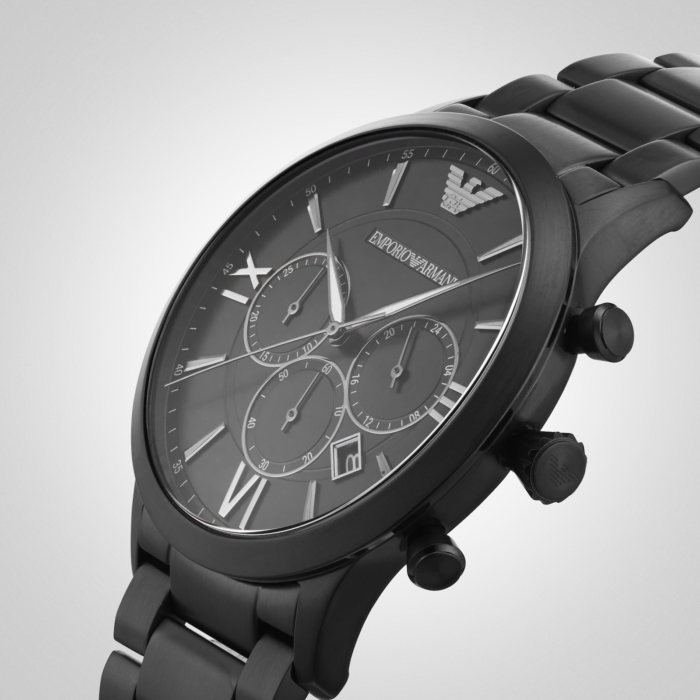 Emporio Armani Giovanni Chronograph Black Dial Black Steel Strap Watch For Men - AR11349 - Image 8