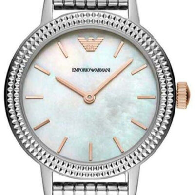 Emporio Armani Interchangeable Analog Mother of Pearl Dial Silver Steel Strap Watch For Women - AR80020