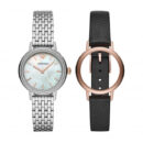 Emporio Armani Interchangeable Analog Mother of Pearl Dial Silver Steel Strap Watch For Women - AR80020
