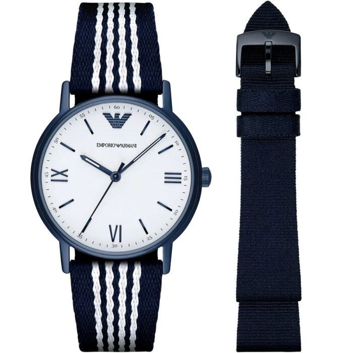 Emporio Armani Kappa Analog White Dial Two Tone Nylon Strap Watch For Men - AR80004 - Image 3