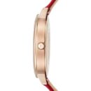 Emporio Armani Kappa Classic Quartz Silver Dial Red Leather Strap Watch For Women - AR11114
