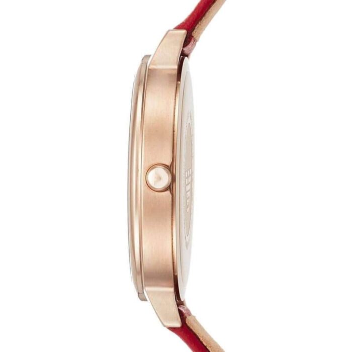 Emporio Armani Kappa Classic Quartz Silver Dial Red Leather Strap Watch For Women - AR11114 - Image 7
