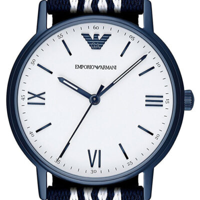 Emporio Armani Kappa Dress White Dial Two Tone NATO Strap Watch For Men - AR80005