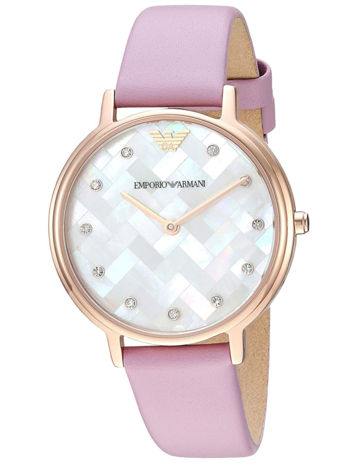 Emporio Armani Kappa Mother Of Pearl White Dial Pink Leather Strap Watch For Women - AR11130 - Image 3
