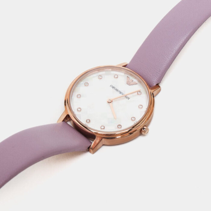 Emporio Armani Kappa Mother Of Pearl White Dial Pink Leather Strap Watch For Women - AR11130 - Image 7