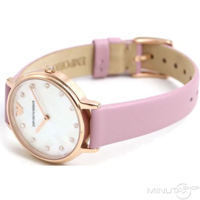 Emporio Armani Kappa Mother Of Pearl White Dial Pink Leather Strap Watch For Women - AR11130 - Image 8